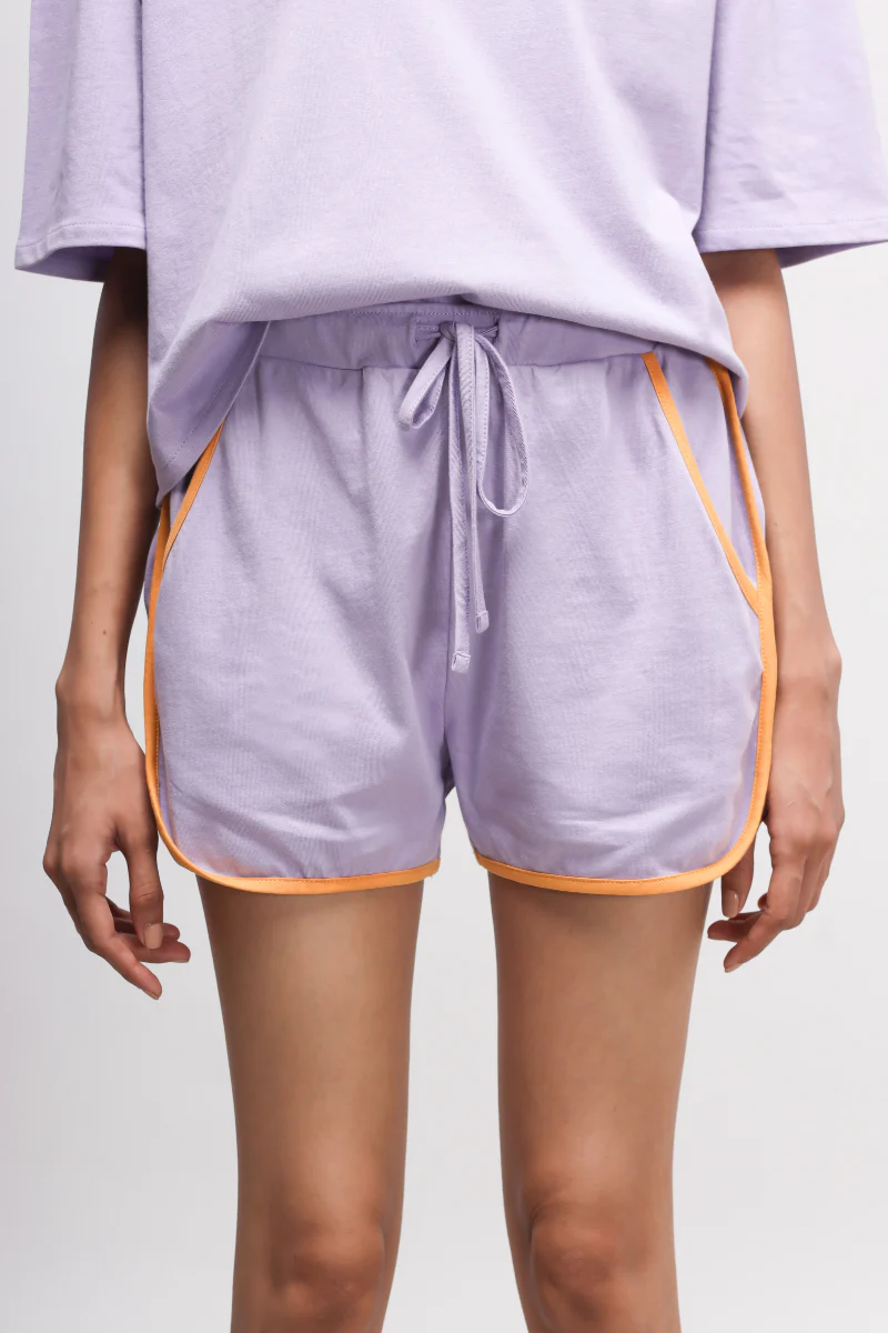 Boxy Purple Cotton Shorts - Image 3