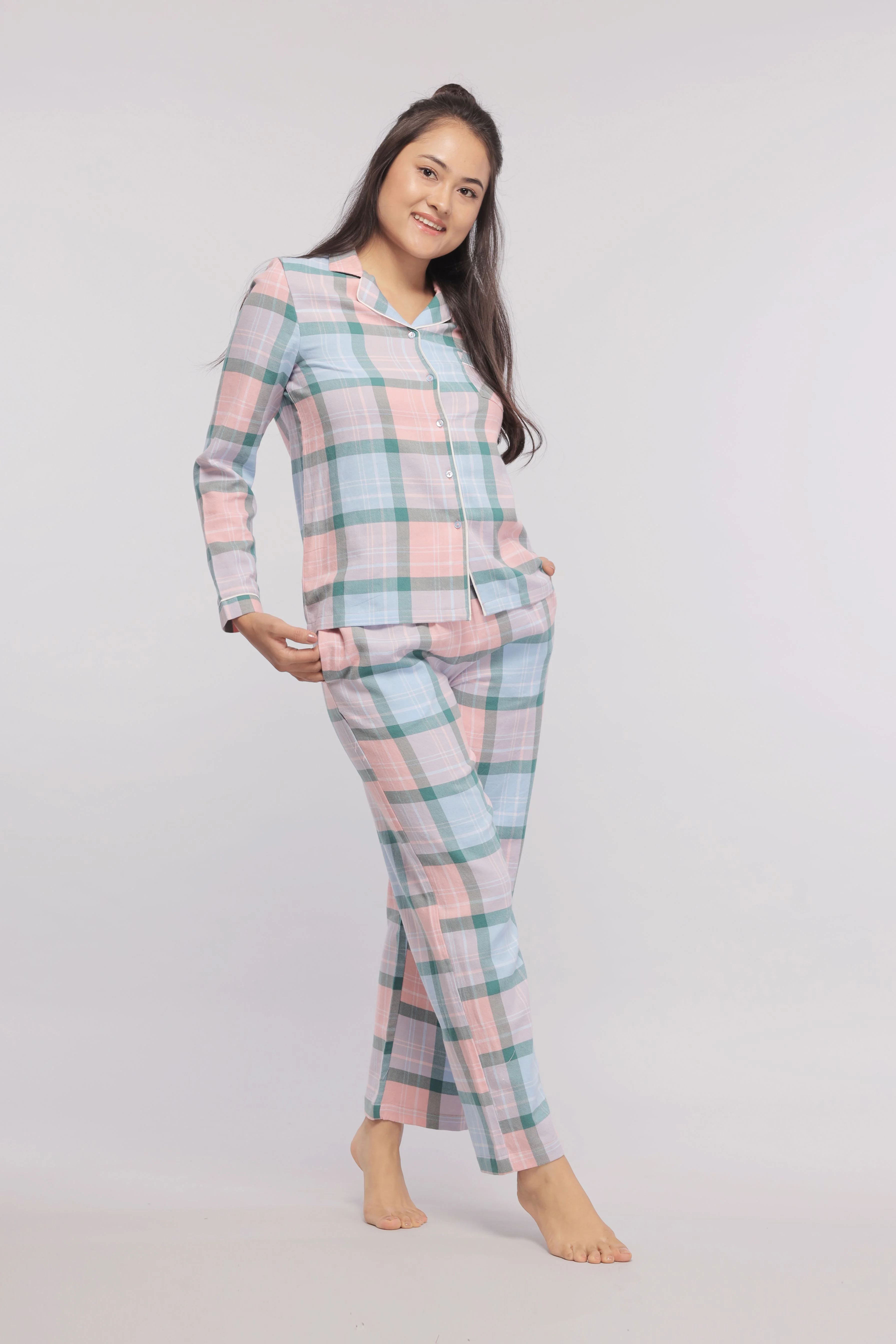 Plaid Flannel Button-Down Long Sleeves Top - Image 3