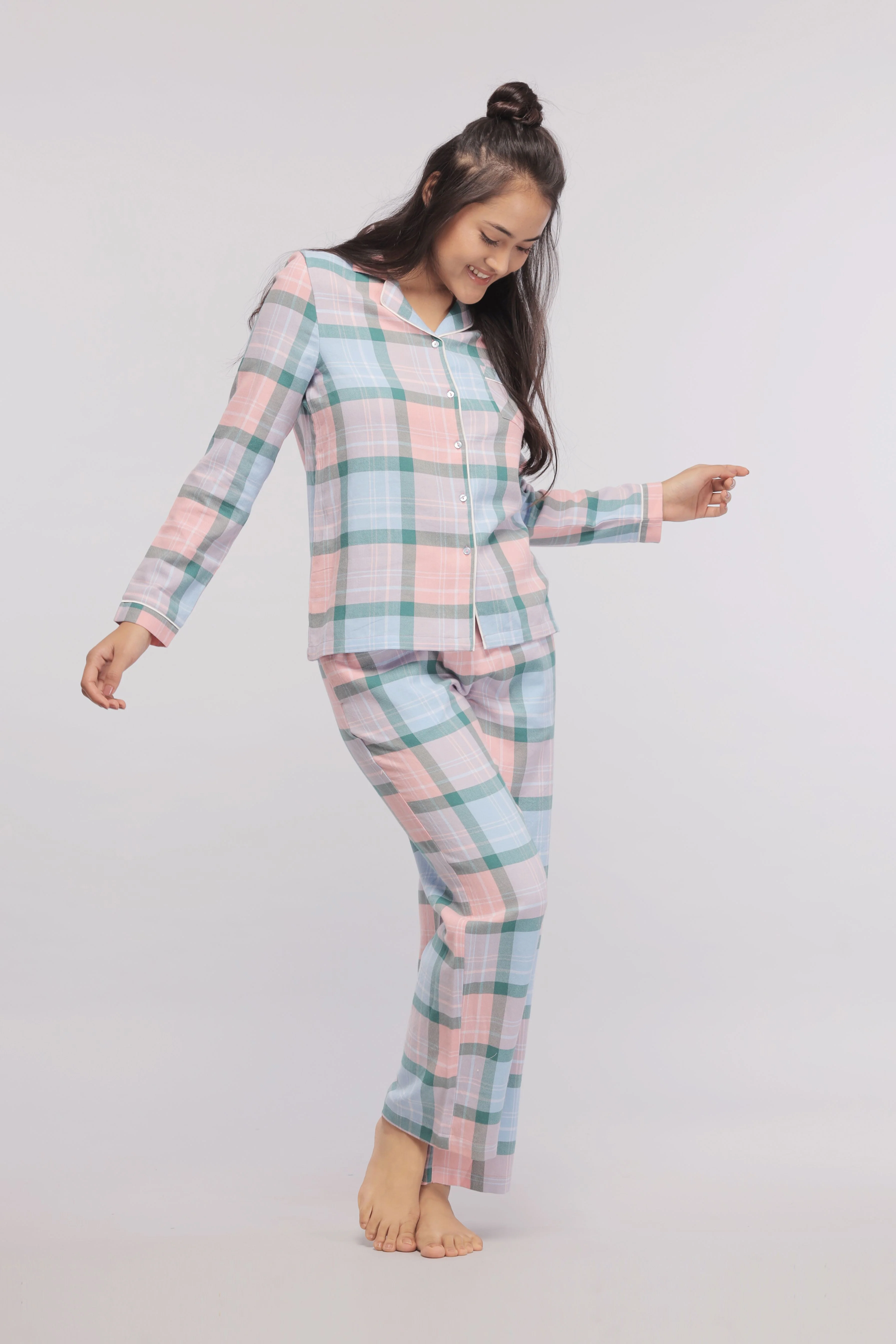 Plaid Flannel Button-Down Long Sleeves Top - Image 5