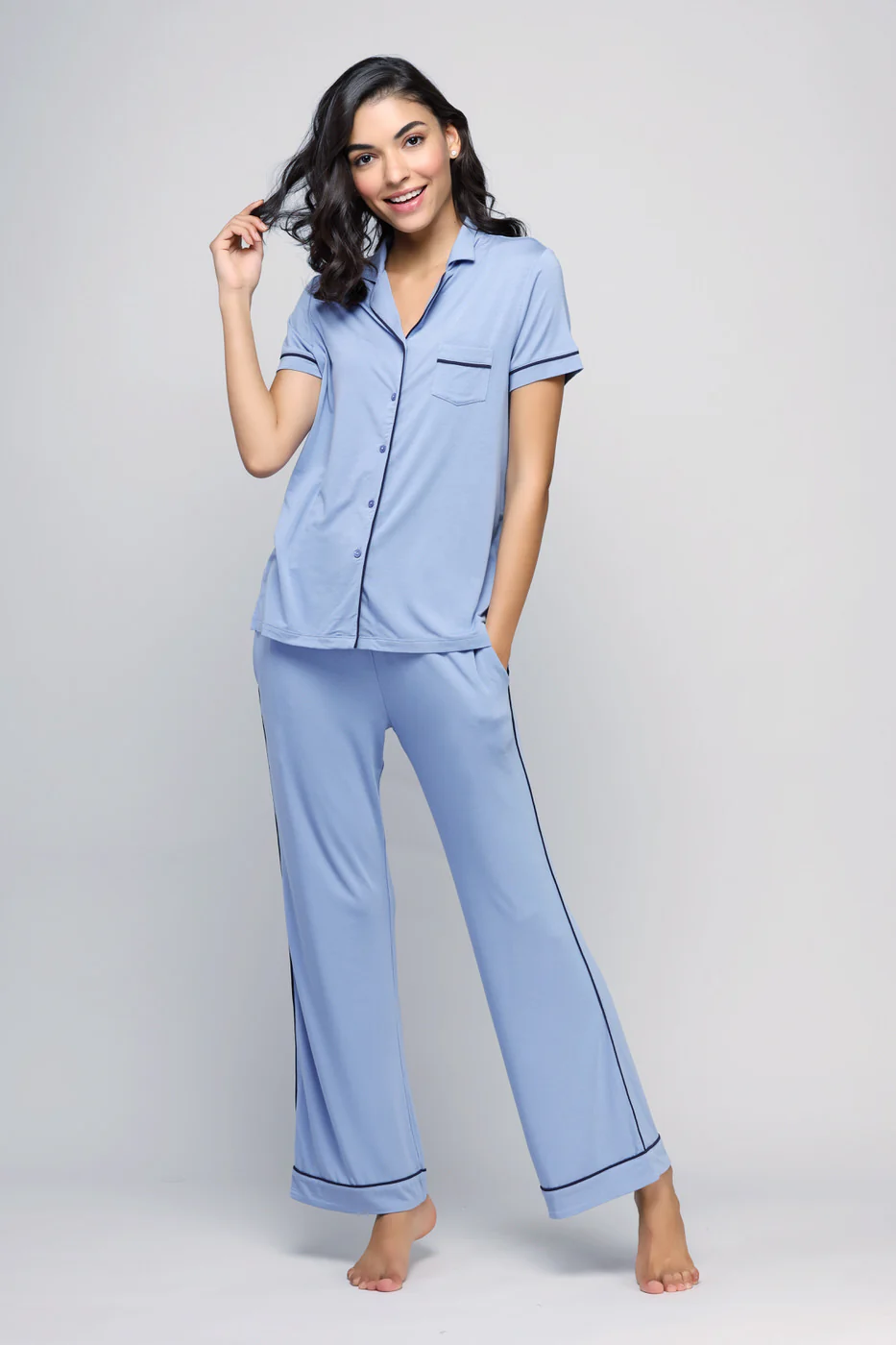 Classic Blue Button-Down Top - Image 3