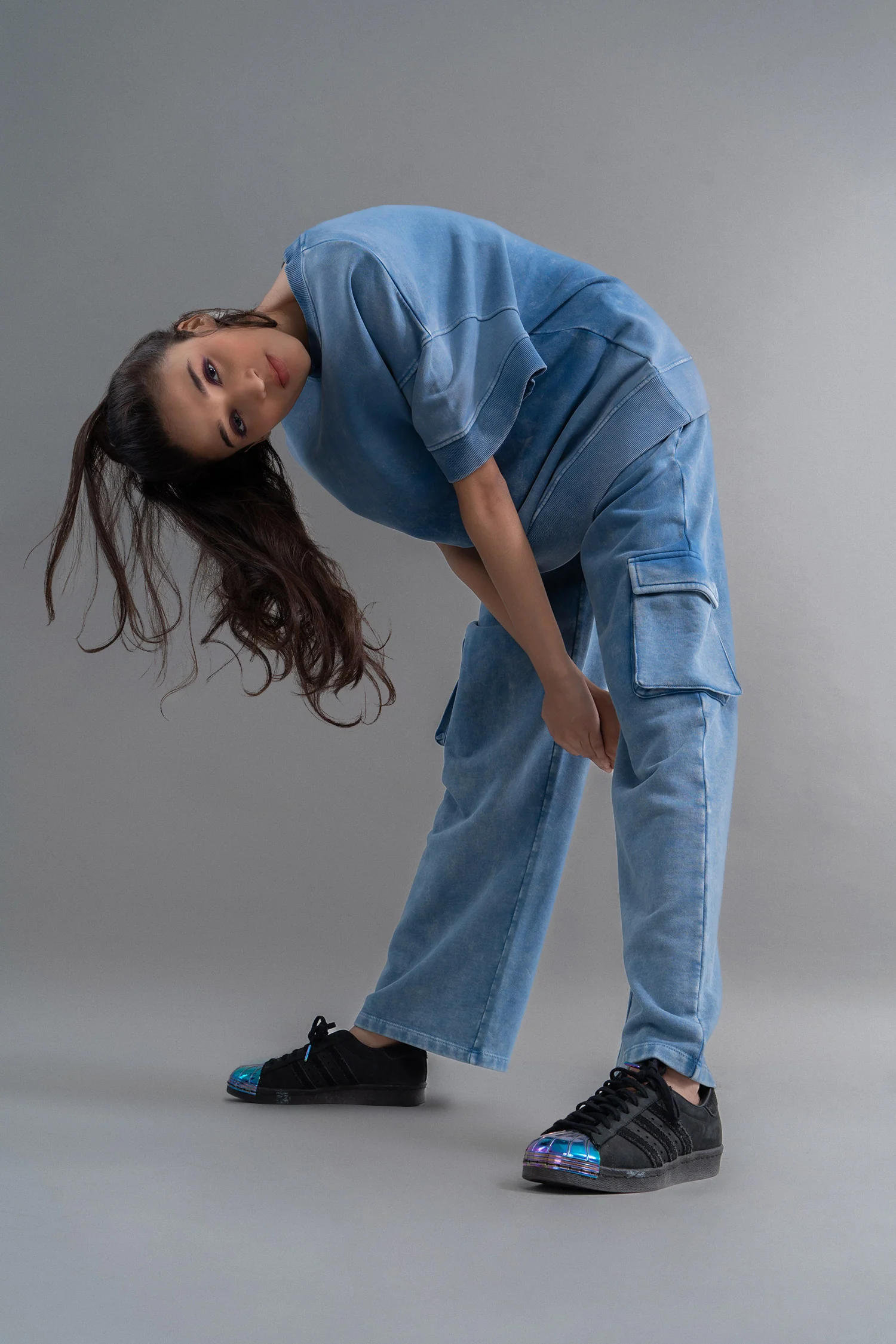 Denim Wash 100% Cotton Terry Cargo Pant - Image 7