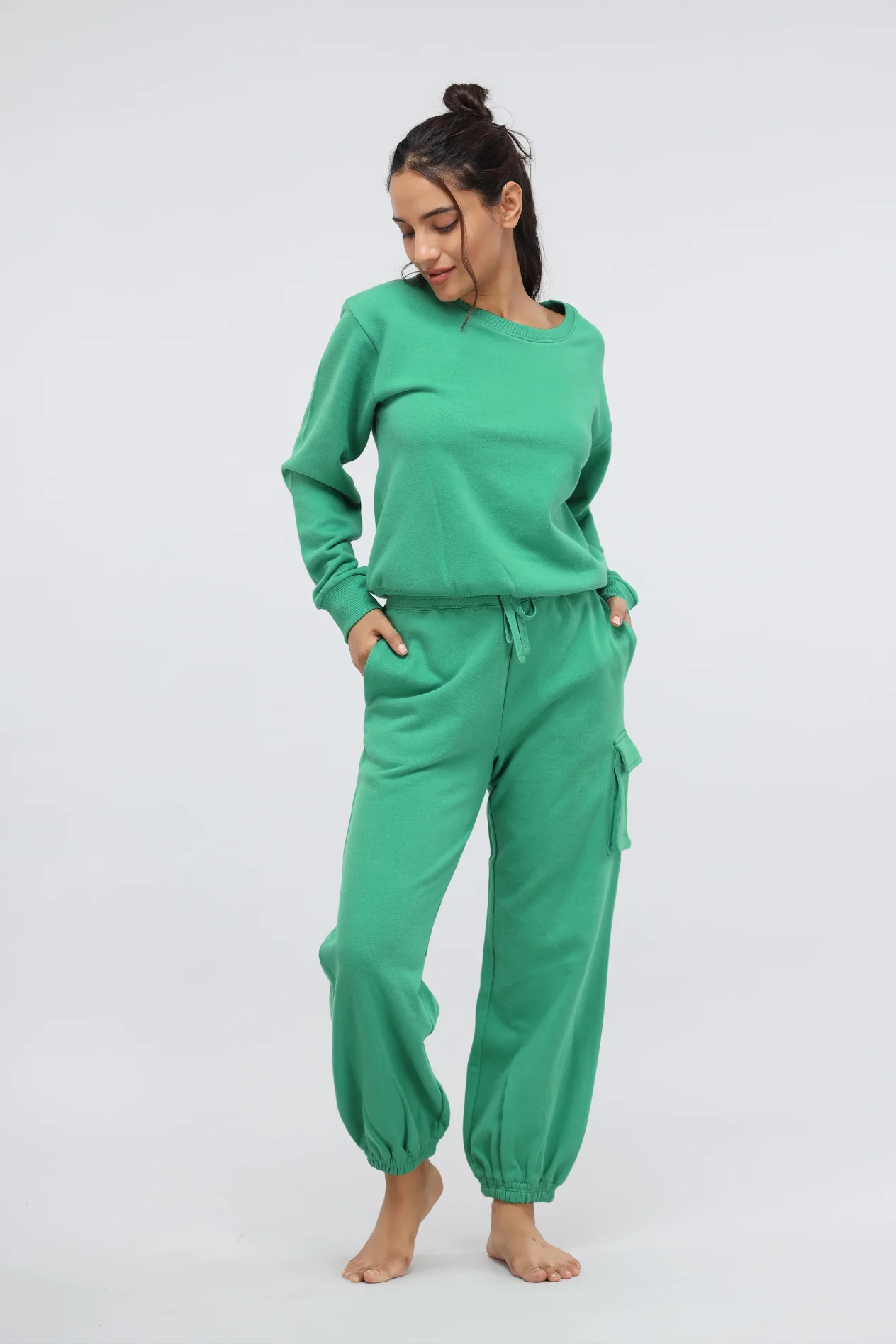 Green Bee Terry Jogger Pants with Patch Pocket - Image 6
