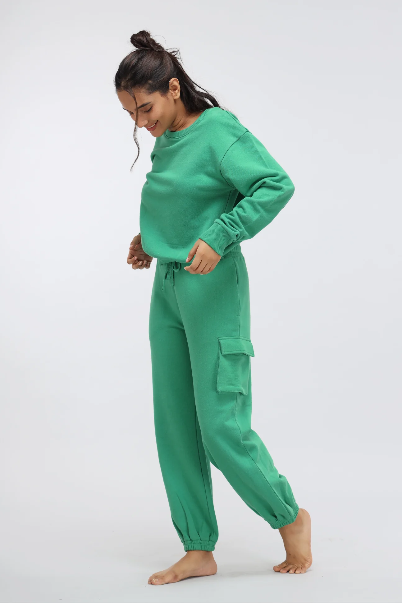 Green Bee Terry Jogger Pants with Patch Pocket - Image 7