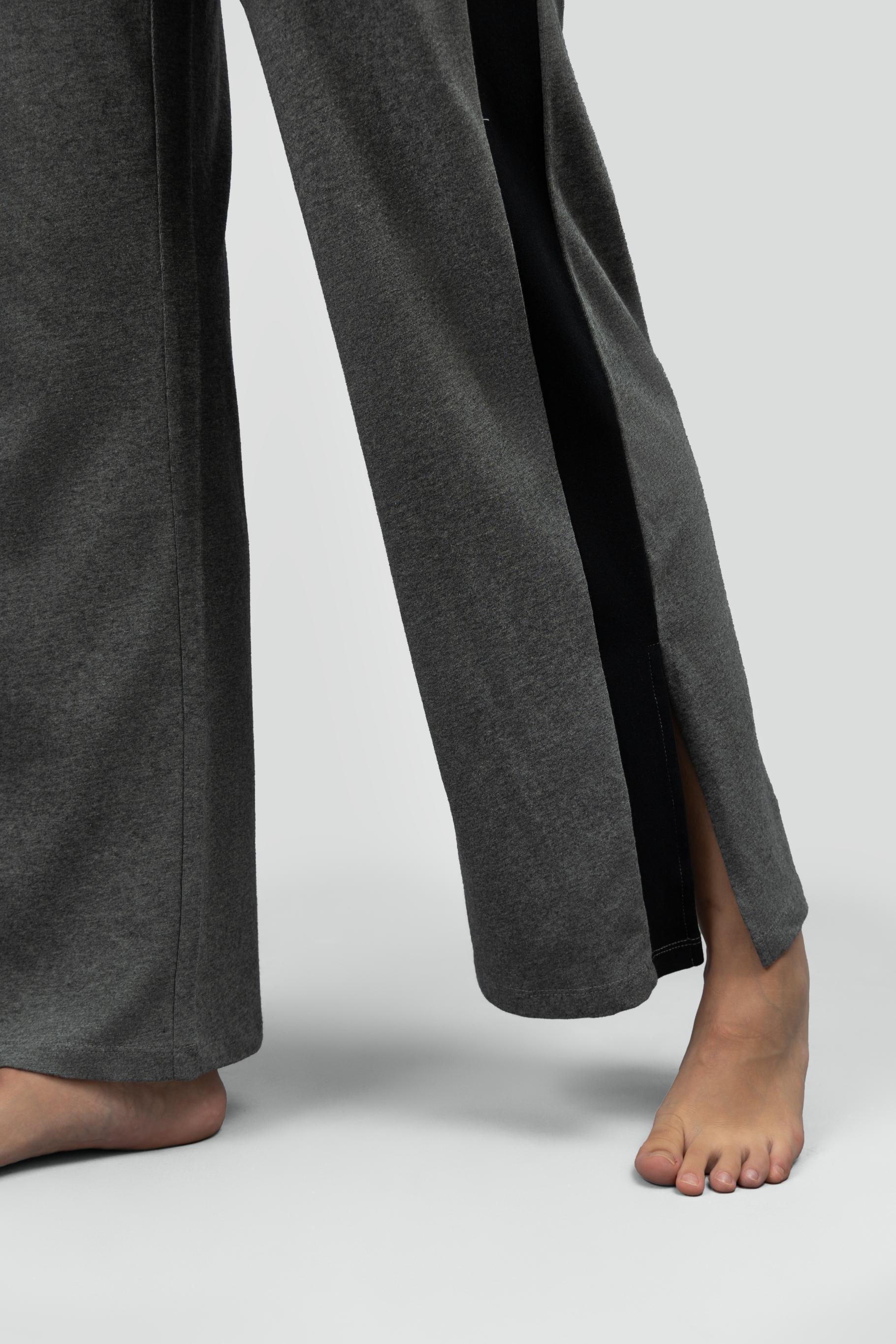 Grey Soft Cotton Side Slit Flare Pants - Image 8