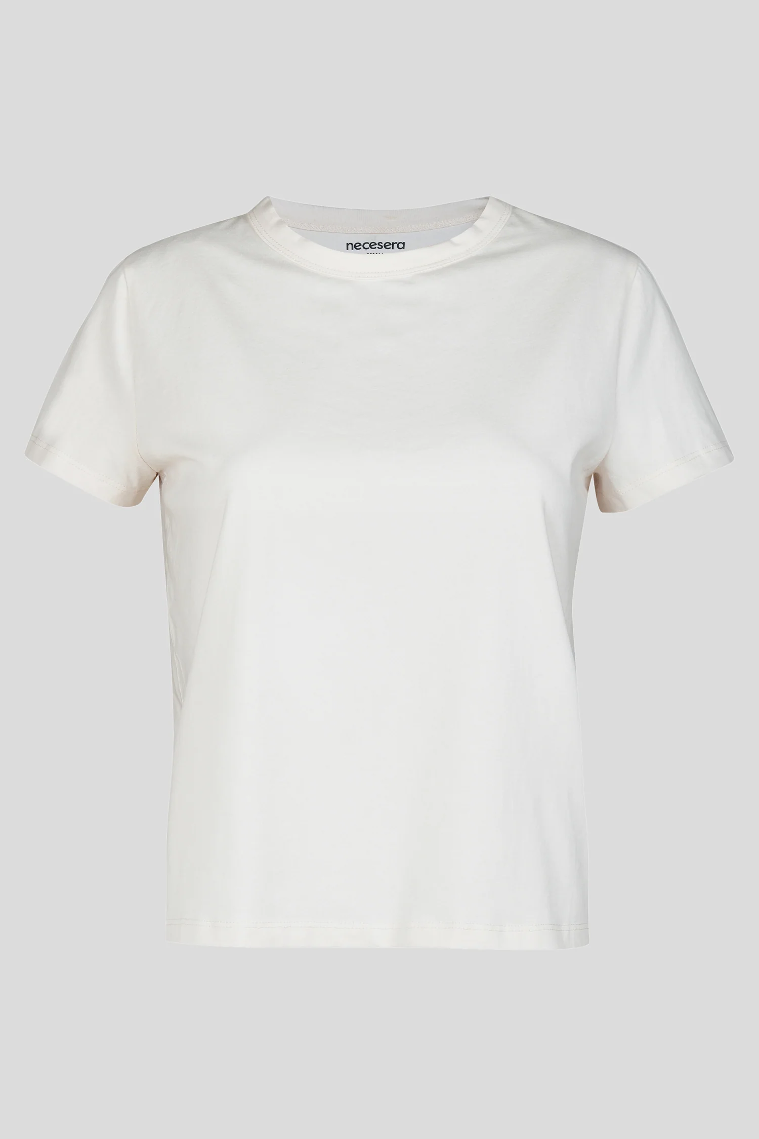 Ivory Round Neck Cottton T-Shirt - Image 4